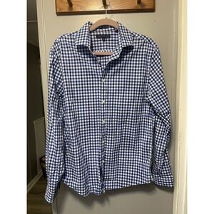 Tommy Hilfiger mens Blue Long sleeve Button Down Dress Shirt Size Large